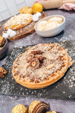 Breakfast and dessert waffles available Breakfast and dessert waffles available